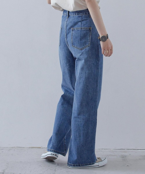 Fashion Letter（ファッションレター）の「ハイウエストワイドストレートデニム（デニムパンツ・レディース・ブルー/ライトブルー・M）」の12枚目の写真