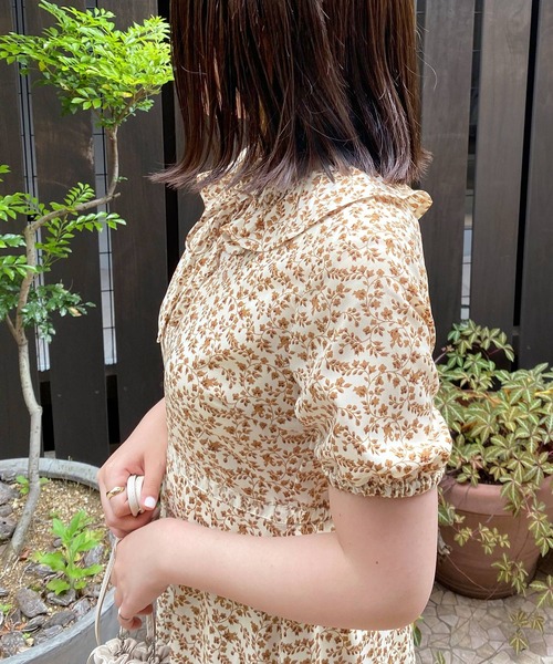 襟フリル Omom Mimi 花柄 Toujours ミミトゥジュール のファッション ワンピース Toujours ワンピース Mimi 襟フリル Mimi セール 花柄
