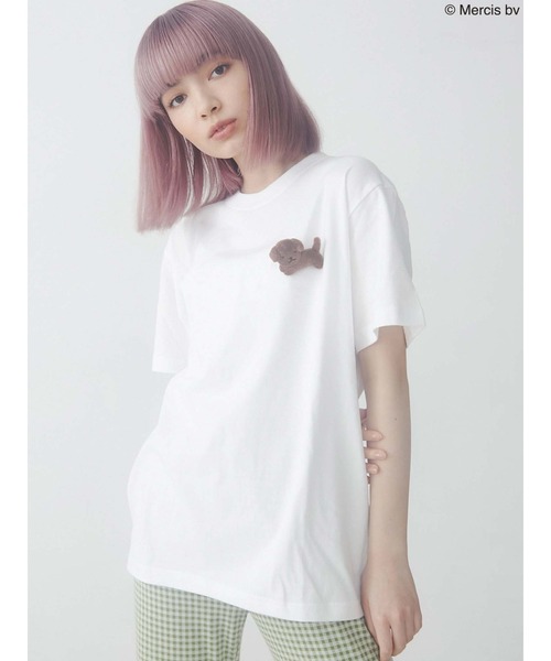 merry jenny（メリージェニー）の「スナッフィーT（Tシャツ/カットソー・レディース・オフホワイト/ブラック/ベージュ・FREE）」の2枚目の写真