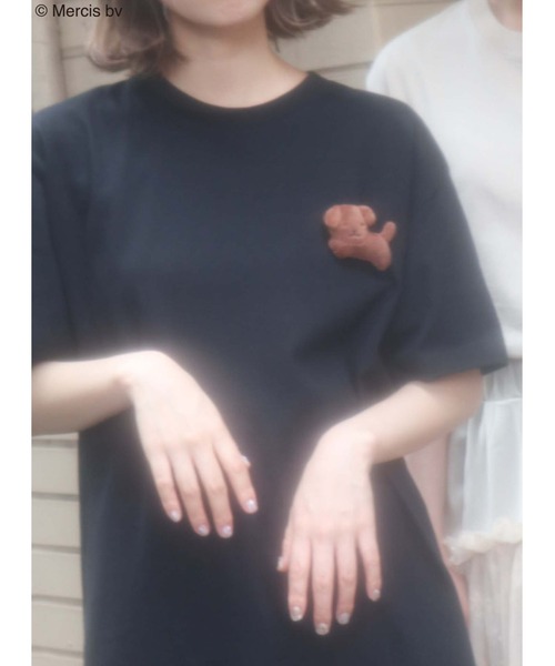 merry jenny（メリージェニー）の「スナッフィーT（Tシャツ/カットソー・レディース・オフホワイト/ブラック/ベージュ・FREE）」の3枚目の写真