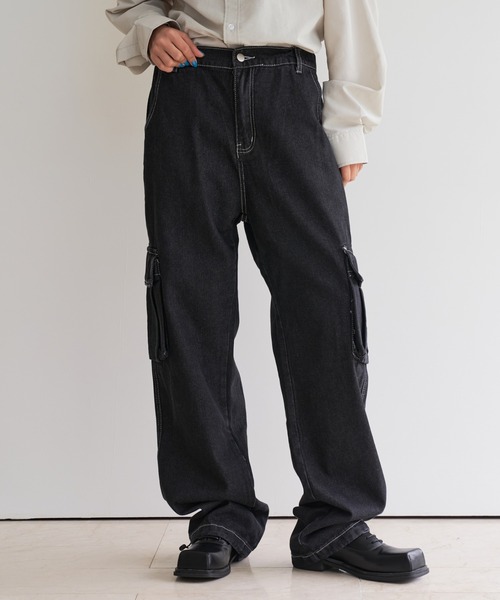 FEKETE（フェケテ）の「FEKETE DENIM CARGO PANTS（カーゴパンツ・メンズ・ブラック/ブルー・MEDIUM/LARGE）」の8枚目の写真