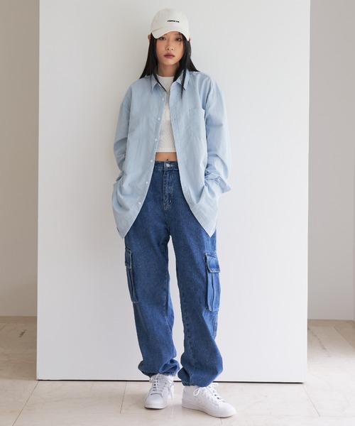 FEKETE（フェケテ）の「FEKETE DENIM CARGO PANTS（カーゴパンツ・メンズ・ブラック/ブルー・MEDIUM/LARGE）」の9枚目の写真
