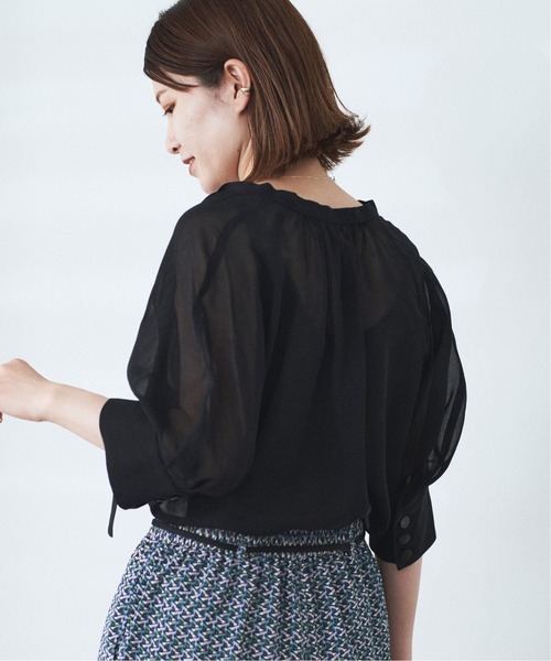 Spick & Span(スピックアンドスパン)の「#【RITO】シアーキュプラトップWITH リボン◆(シャツ/ブラウス・レディース・ベージュ/ブラック・38)」の5枚目の写真