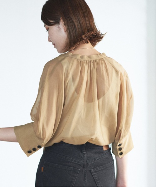 Spick & Span(スピックアンドスパン)の「#【RITO】シアーキュプラトップWITH リボン◆(シャツ/ブラウス・レディース・ベージュ/ブラック・38)」の12枚目の写真