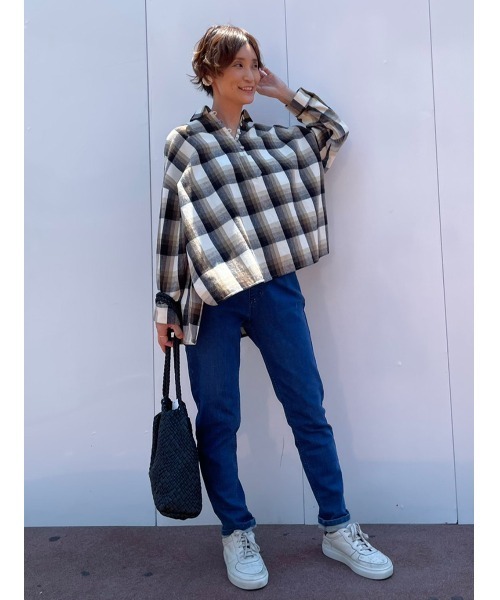 BEARDSLEY（ビアズリー）の「チェック襟付きプルオーバー（シャツ/ブラウス・レディース・ベージュ/ブラック・FREE）」の5枚目の写真