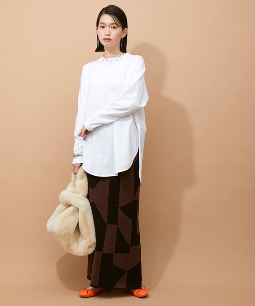 ADAM ET ROPE'（アダムエロペ）の「クルーネックコットンチュニックTEE（Tシャツ/カットソー・レディース・ホワイト・38/36）」の12枚目の写真