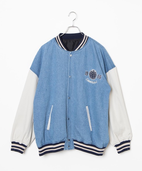 WEGO（ウィゴー）の「WEGO/ロゴ刺繍デニムスタジャン