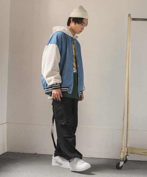 WEGO（ウィゴー）の「WEGO/ロゴ刺繍デニムスタジャン
