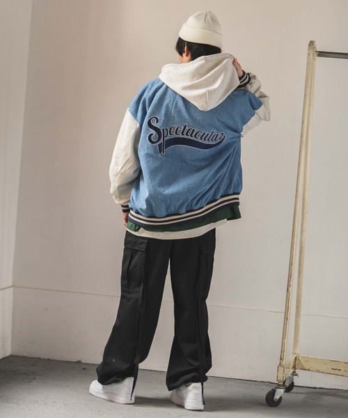 WEGO（ウィゴー）の「WEGO/ロゴ刺繍デニムスタジャン