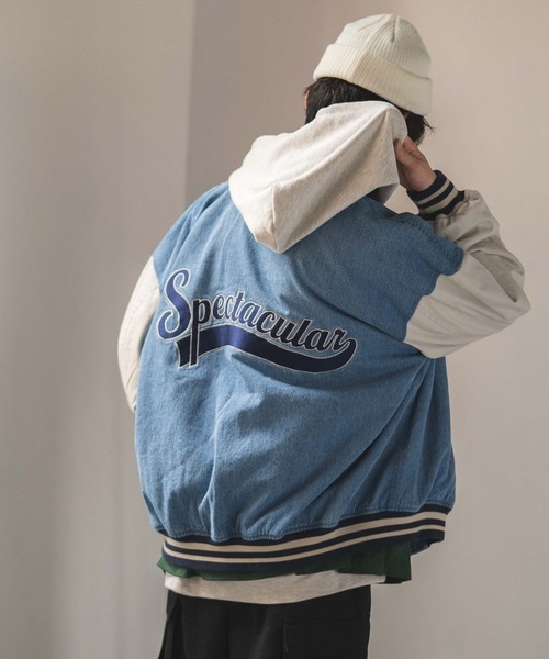 WEGO（ウィゴー）の「WEGO/ロゴ刺繍デニムスタジャン