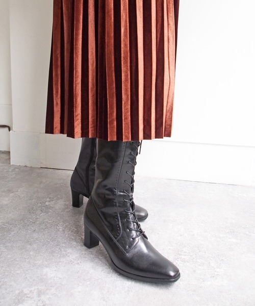 cava cava（サヴァサヴァ）の「レースアップロングブーツ　-7305403（ブーツ・レディース・グレー/アイボリー/ブラック/ライトブラウン/ワイン・22.5cm/23.0cm/24.5cm/23.5cm/24.0cm）」の3枚目の写真