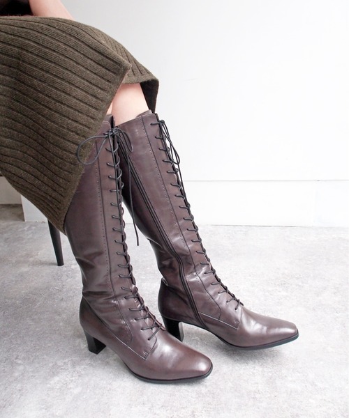 cava cava（サヴァサヴァ）の「レースアップロングブーツ　-7305403（ブーツ・レディース・グレー/アイボリー/ブラック/ライトブラウン/ワイン・22.5cm/23.0cm/24.5cm/23.5cm/24.0cm）」の14枚目の写真