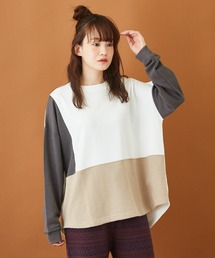 CUBE SUGAR（キューブシュガー）の「WEB限定 裏毛 スウェット 切替 配色 ビッグプルオーバー（スウェット）」