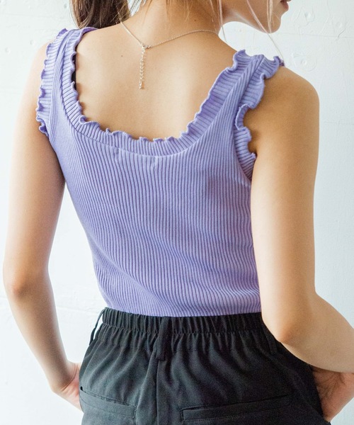 WEGO（ウィゴー）の「WEGO/【ZOZOTOWN＆一部店限定】メロウニットタンク（タンクトップ・レディース・ホワイト/ブラック/ベージュ/パープル/ピンク/グリーン・FREE）」の5枚目の写真