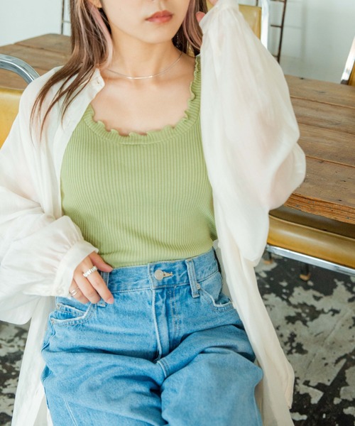 WEGO（ウィゴー）の「WEGO/【ZOZOTOWN＆一部店限定】メロウニットタンク（タンクトップ・レディース・ホワイト/ブラック/ベージュ/パープル/ピンク/グリーン・FREE）」の4枚目の写真