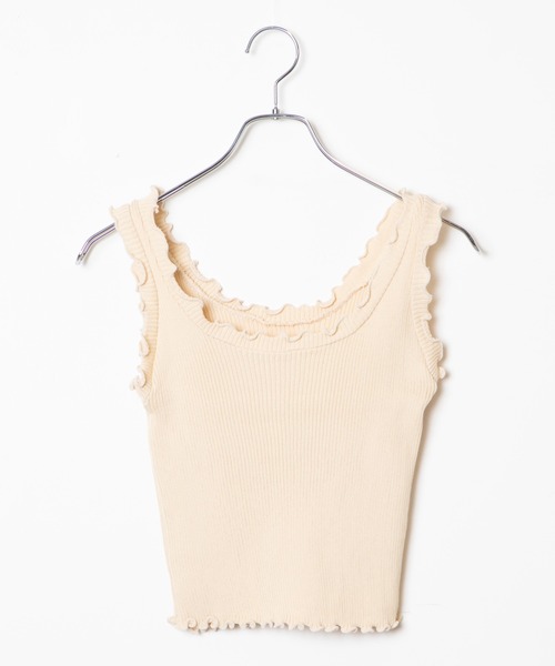 WEGO（ウィゴー）の「WEGO/【ZOZOTOWN＆一部店限定】メロウニットタンク（タンクトップ・レディース・ホワイト/ブラック/ベージュ/パープル/ピンク/グリーン・FREE）」の14枚目の写真