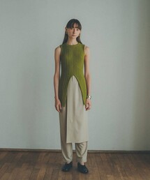 CLANE(クラネ)】センタースリットノースリーブニットトップス