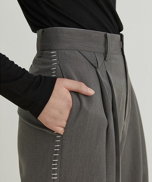 Fano Studios（ファノ ストゥディオズ）の「【Fano Studios】Double pleated stitch suit pants FQ21K001（スラックス・レディース・グレー・S/L/M）」の7枚目の写真