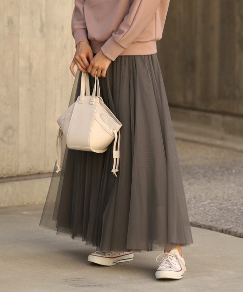 Bou Jeloud（ブージュルード）の「ボリュームチュールＳＫ（スカート・レディース・チャコールグレー/ブラウン・38）」の3枚目の写真