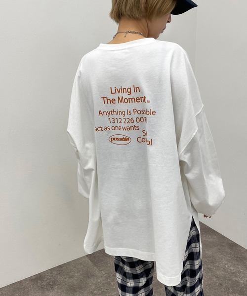 apres jour mignon(アプレジュールミニョン)の「BIGスリットロンT【ZOZOTOWN限定アイテム】(Tシャツ/カットソー・レディース・その他/ブルー系その他/ホワイト系その他/オフホワイト/ナチュラル/ブラック/ブラック系その他・X-LARGE/フリー)」の1枚目の写真