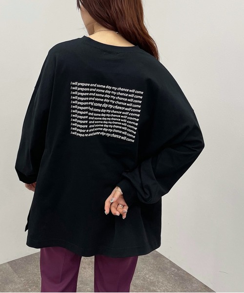 apres jour mignon(アプレジュールミニョン)の「BIGスリットロンT【ZOZOTOWN限定アイテム】(Tシャツ/カットソー・レディース・その他/ブルー系その他/ホワイト系その他/オフホワイト/ナチュラル/ブラック/ブラック系その他・X-LARGE/フリー)」の4枚目の写真