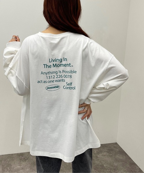 apres jour mignon(アプレジュールミニョン)の「BIGスリットロンT【ZOZOTOWN限定アイテム】(Tシャツ/カットソー・レディース・その他/ブルー系その他/ホワイト系その他/オフホワイト/ナチュラル/ブラック/ブラック系その他・X-LARGE/フリー)」の2枚目の写真