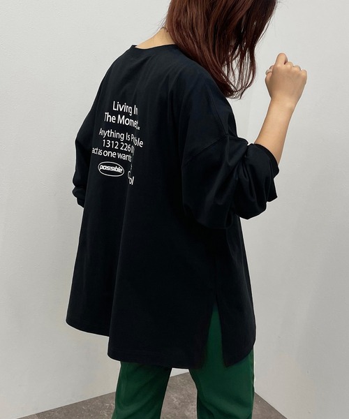 apres jour mignon(アプレジュールミニョン)の「BIGスリットロンT【ZOZOTOWN限定アイテム】(Tシャツ/カットソー・レディース・その他/ブルー系その他/ホワイト系その他/オフホワイト/ナチュラル/ブラック/ブラック系その他・X-LARGE/フリー)」の3枚目の写真