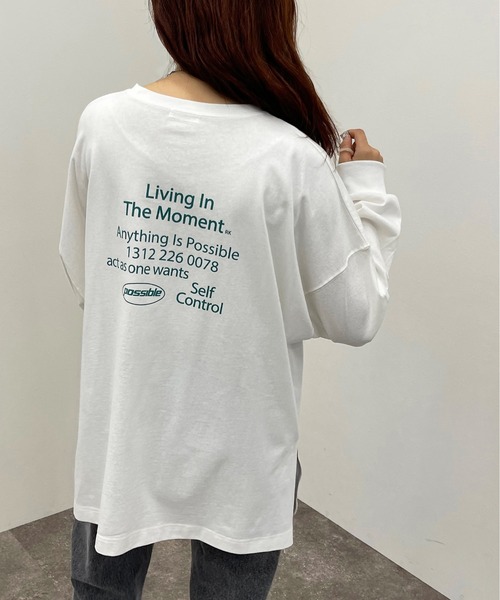 apres jour mignon(アプレジュールミニョン)の「BIGスリットロンT【ZOZOTOWN限定アイテム】(Tシャツ/カットソー・レディース・その他/ブルー系その他/ホワイト系その他/オフホワイト/ナチュラル/ブラック/ブラック系その他・X-LARGE/フリー)」の10枚目の写真