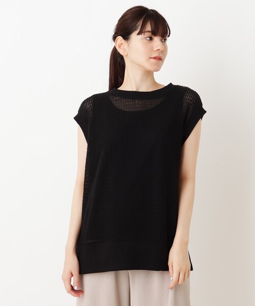 Cutie Blonde（キューティーブロンド）の「◆【S-L/2点セット】カットメッシュベストSET（その他トップス・レディース・ブラック/オフホワイト・01/03/02）」の2枚目の写真