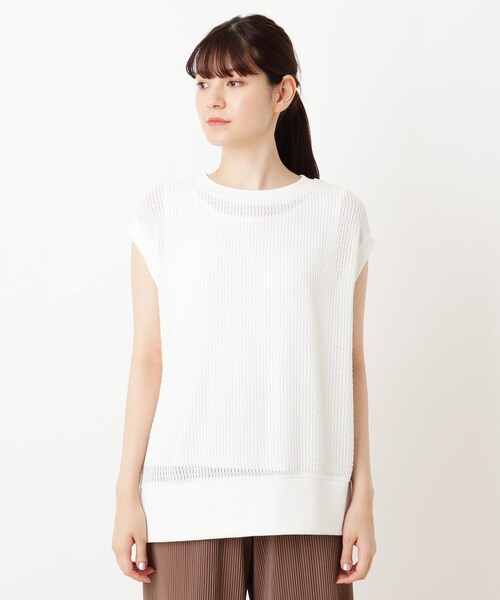 Cutie Blonde（キューティーブロンド）の「◆【S-L/2点セット】カットメッシュベストSET（その他トップス・レディース・ブラック/オフホワイト・01/03/02）」の3枚目の写真