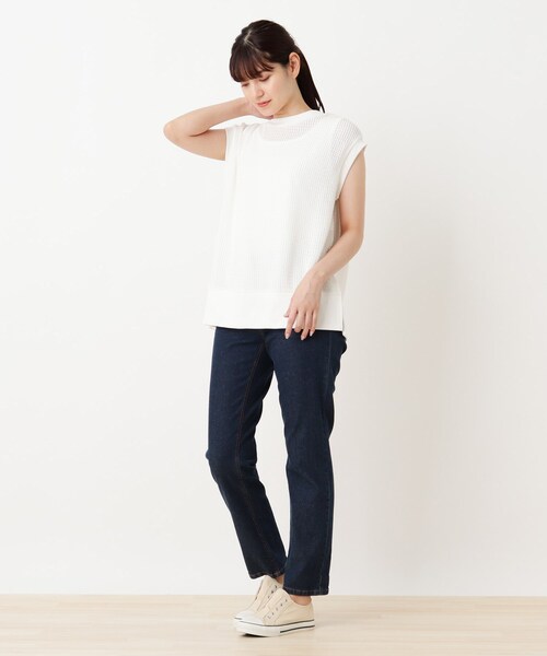 Cutie Blonde（キューティーブロンド）の「◆【S-L/2点セット】カットメッシュベストSET（その他トップス・レディース・ブラック/オフホワイト・01/03/02）」の4枚目の写真