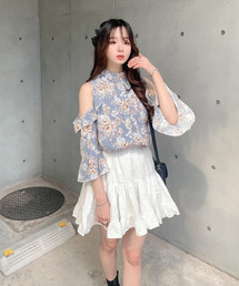 titty＆Co. PETIT by poyo | 【ファッションインフルエンサーPOYO×titty&Co.PETIT】フレアスリーブフラワーブラウス(シャツ/ブラウス)