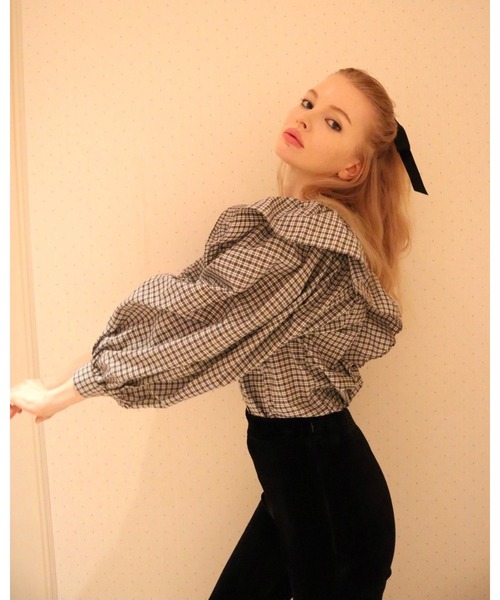 epine(エピヌ)の「velours ribbon frill blouse(シャツ/ブラウス・レディース・ホワイト/ブラック系その他・FREE)」の11枚目の写真