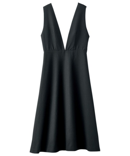 BELLUNA（ベルーナ）の「Ｖネックデザインフレアージャンパードレス（ジャンパースカート・レディース・ブラック/カーキ/キャメル・MEDIUM/X-LARGE/LARGE）」の9枚目の写真