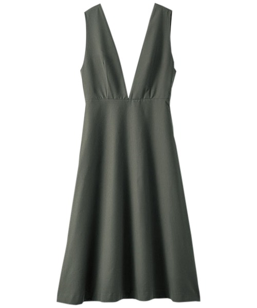 BELLUNA（ベルーナ）の「Ｖネックデザインフレアージャンパードレス（ジャンパースカート・レディース・ブラック/カーキ/キャメル・MEDIUM/X-LARGE/LARGE）」の10枚目の写真