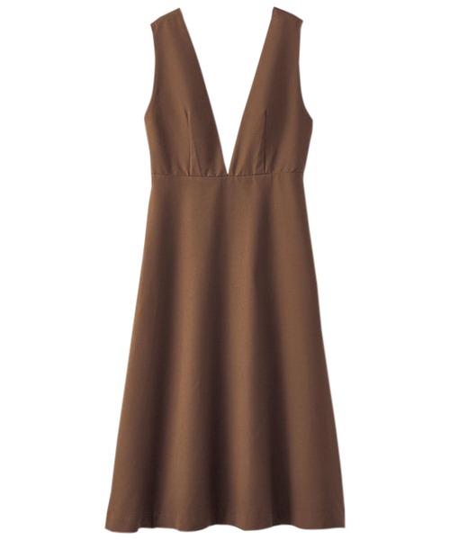 BELLUNA（ベルーナ）の「Ｖネックデザインフレアージャンパードレス（ジャンパースカート・レディース・ブラック/カーキ/キャメル・MEDIUM/X-LARGE/LARGE）」の11枚目の写真