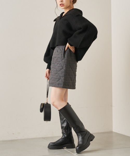 セール】【SET UP対応】センターZIPキルティングミニスカート