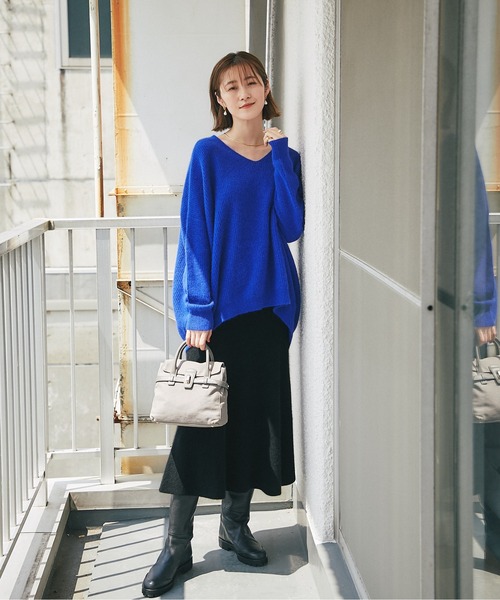 RIVE DROITE（リヴドロワ）の「大人の余裕を感じさせる　FOX25％片畦ワイドコクーンニット（ニット/セーター・レディース・グレー/ライトベージュ/ブルー/ピンク・FREE）」の22枚目の写真