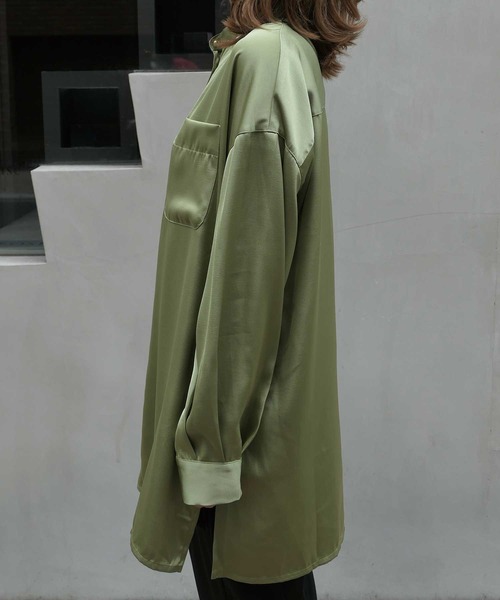 CORNERS（コーナーズ）の「ヴィンテージサテンダブルボタンシャツ（シャツ/ブラウス・レディース・ベージュ系その他/グリーン系その他/ブルー/オレンジ・M）」の11枚目の写真