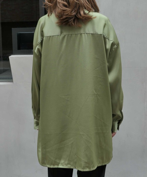 CORNERS（コーナーズ）の「ヴィンテージサテンダブルボタンシャツ（シャツ/ブラウス・レディース・ベージュ系その他/グリーン系その他/ブルー/オレンジ・M）」の12枚目の写真