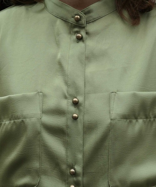 CORNERS（コーナーズ）の「ヴィンテージサテンダブルボタンシャツ（シャツ/ブラウス・レディース・ベージュ系その他/グリーン系その他/ブルー/オレンジ・M）」の10枚目の写真