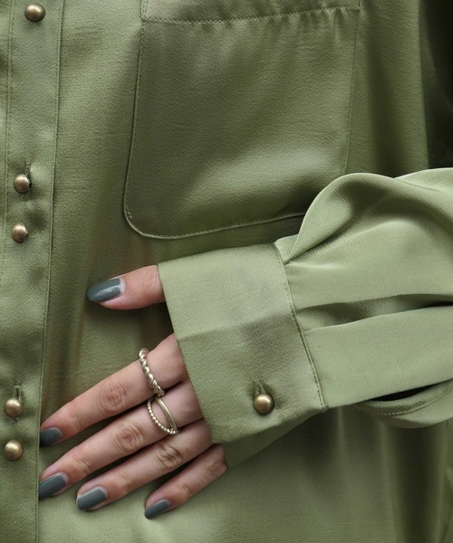 CORNERS（コーナーズ）の「ヴィンテージサテンダブルボタンシャツ（シャツ/ブラウス・レディース・ベージュ系その他/グリーン系その他/ブルー/オレンジ・M）」の14枚目の写真