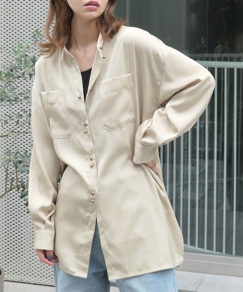 CORNERS（コーナーズ）の「ヴィンテージサテンダブルボタンシャツ（シャツ/ブラウス・レディース・ベージュ系その他/グリーン系その他/ブルー/オレンジ・M）」の17枚目の写真