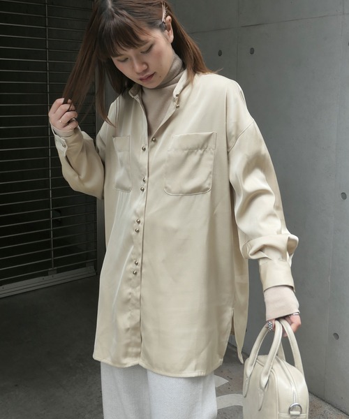 CORNERS（コーナーズ）の「ヴィンテージサテンダブルボタンシャツ（シャツ/ブラウス・レディース・ベージュ系その他/グリーン系その他/ブルー/オレンジ・M）」の16枚目の写真