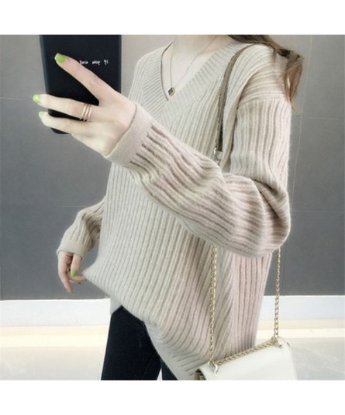 ACT（アクト）の「モヘアタッチ Vネック リブニット（ニット/セーター・レディース・ベージュ/グリーン/イエロー/ピンク/アイボリー・FREE）」の3枚目の写真