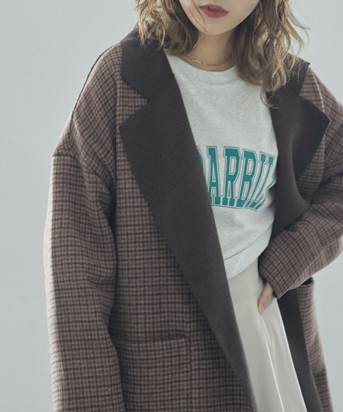 Fashion Letter(ファッションレター)の「オーバーサイズチェック柄チェスターコート(チェスターコート・レディース・ブラウン/ベージュ/ダークブラウン/チャコール・M)」の1枚目の写真