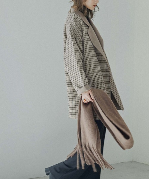 Fashion Letter(ファッションレター)の「オーバーサイズチェック柄チェスターコート(チェスターコート・レディース・ブラウン/ベージュ/ダークブラウン/チャコール・M)」の9枚目の写真