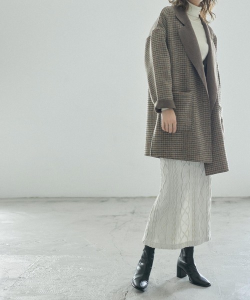 Fashion Letter(ファッションレター)の「オーバーサイズチェック柄チェスターコート(チェスターコート・レディース・ブラウン/ベージュ/ダークブラウン/チャコール・M)」の20枚目の写真