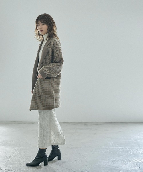 Fashion Letter(ファッションレター)の「オーバーサイズチェック柄チェスターコート(チェスターコート・レディース・ブラウン/ベージュ/ダークブラウン/チャコール・M)」の10枚目の写真