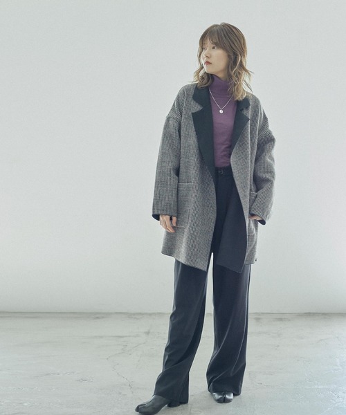 Fashion Letter(ファッションレター)の「オーバーサイズチェック柄チェスターコート(チェスターコート・レディース・ブラウン/ベージュ/ダークブラウン/チャコール・M)」の14枚目の写真
